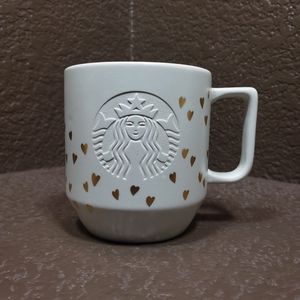 Starbucks Mug  Mermaid Gold Confetti Flying Hearts Embossed Coffee/Tea Cup 12oz